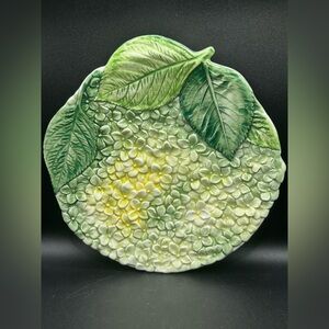 Vietri Italy Isabelle's Garden Floral Green Hydrangea Majolica Pottery Plate